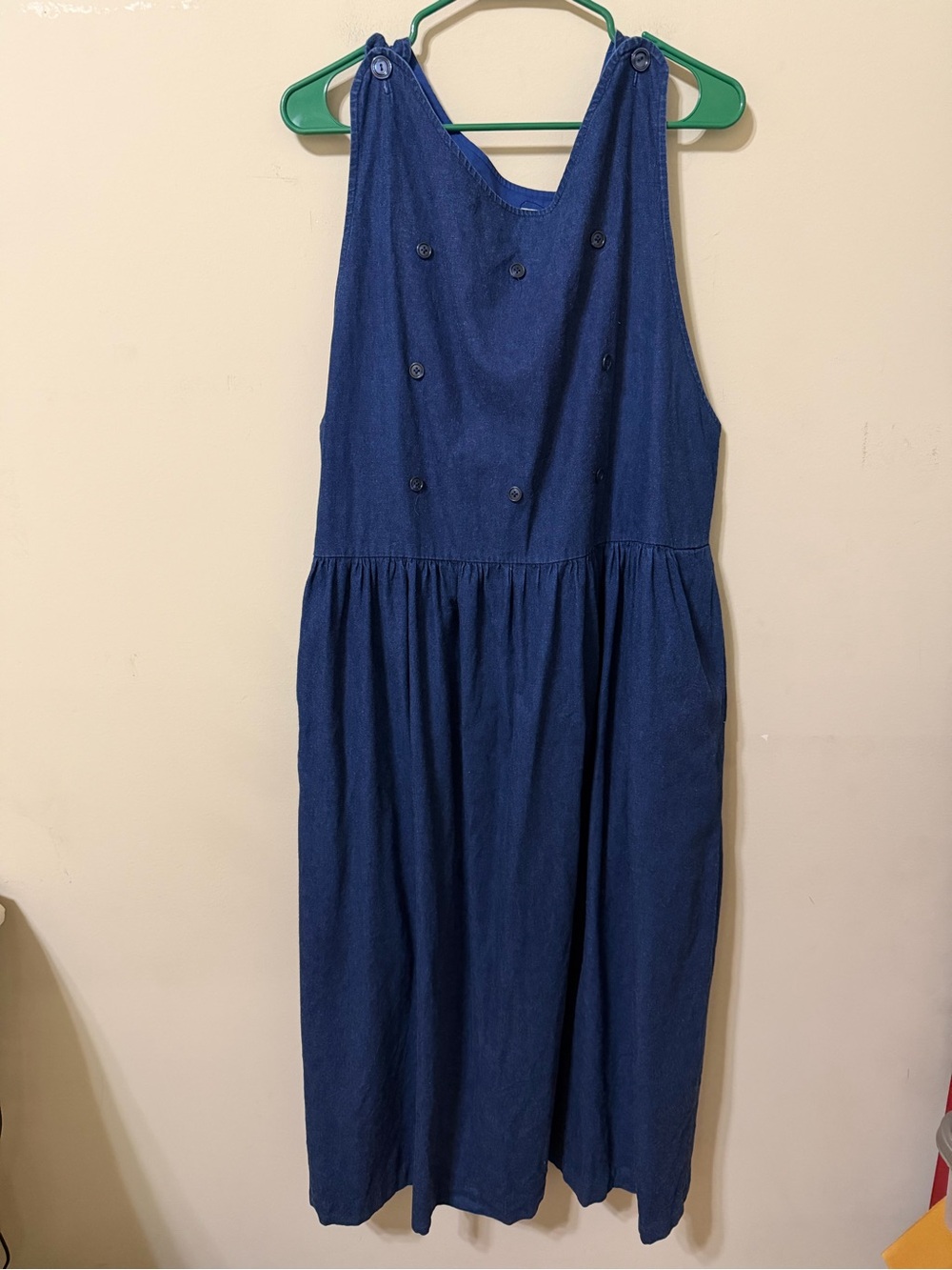 Handcrafted Sleeveless Navy Midi Pinafore Dress xl amazing quality buttermom euc